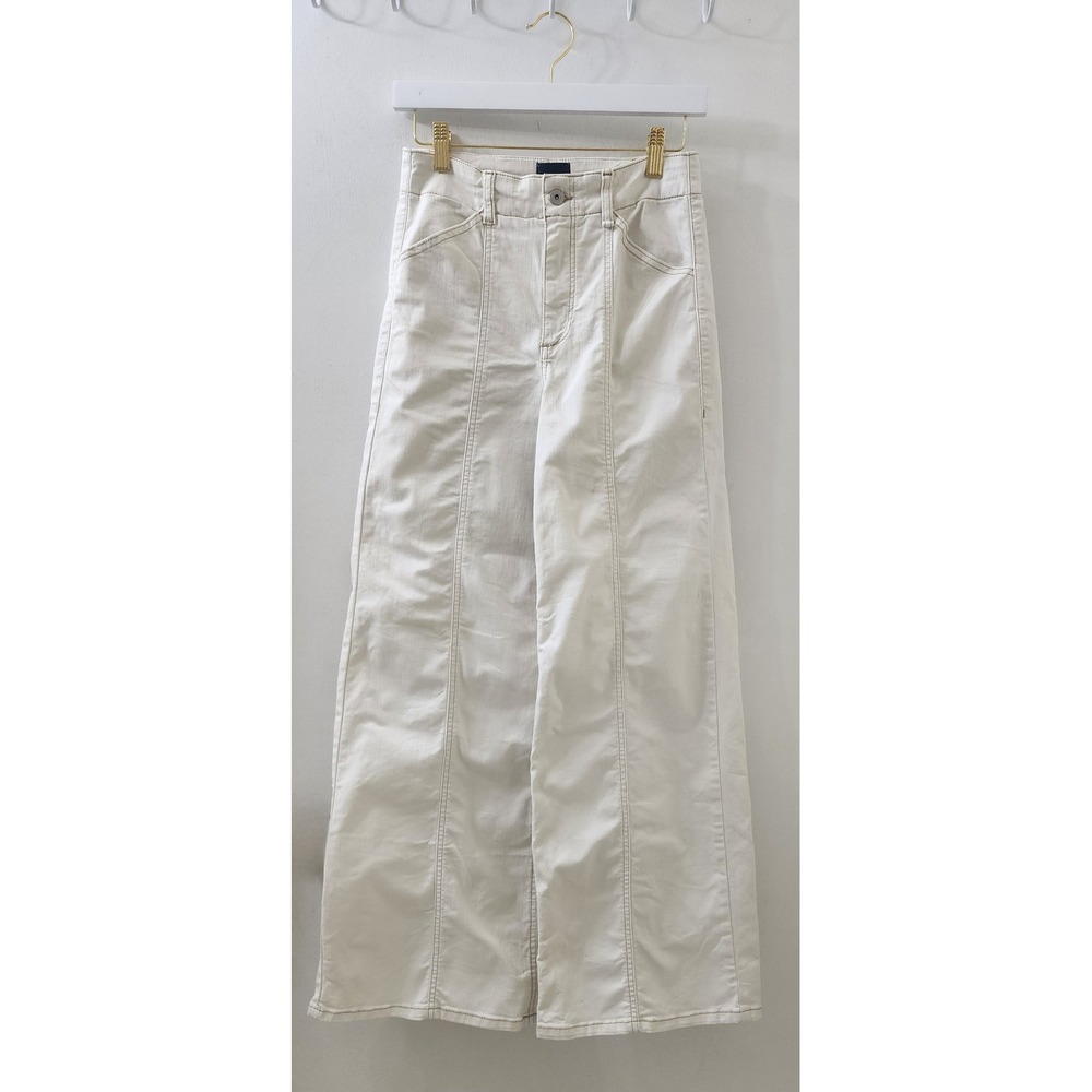 Maeve Anthropologie Off White Seamed Wide Leg Denim Pants Size 26 High‎ Rise